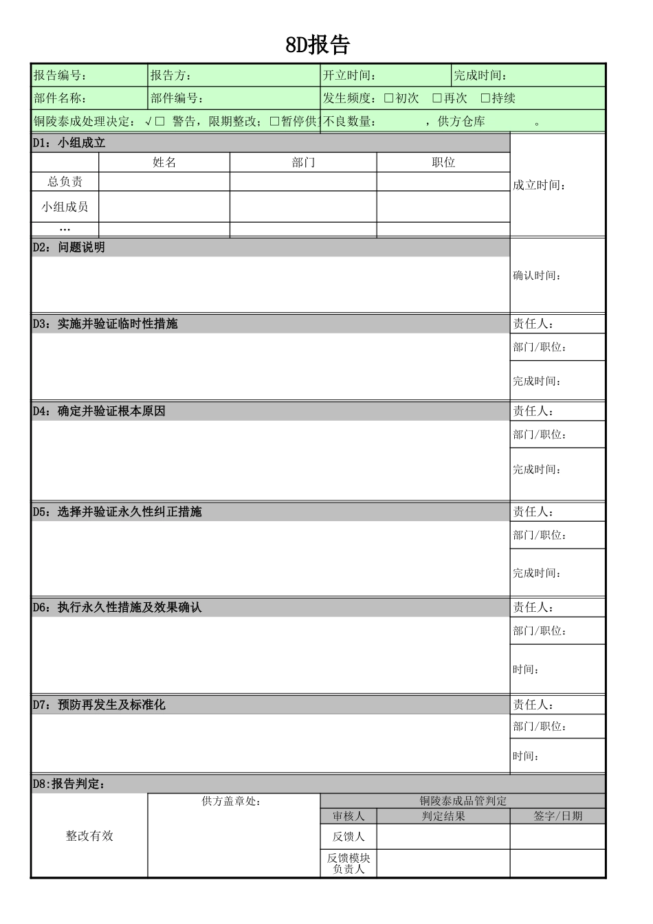 8D报告范本.xls_第2页