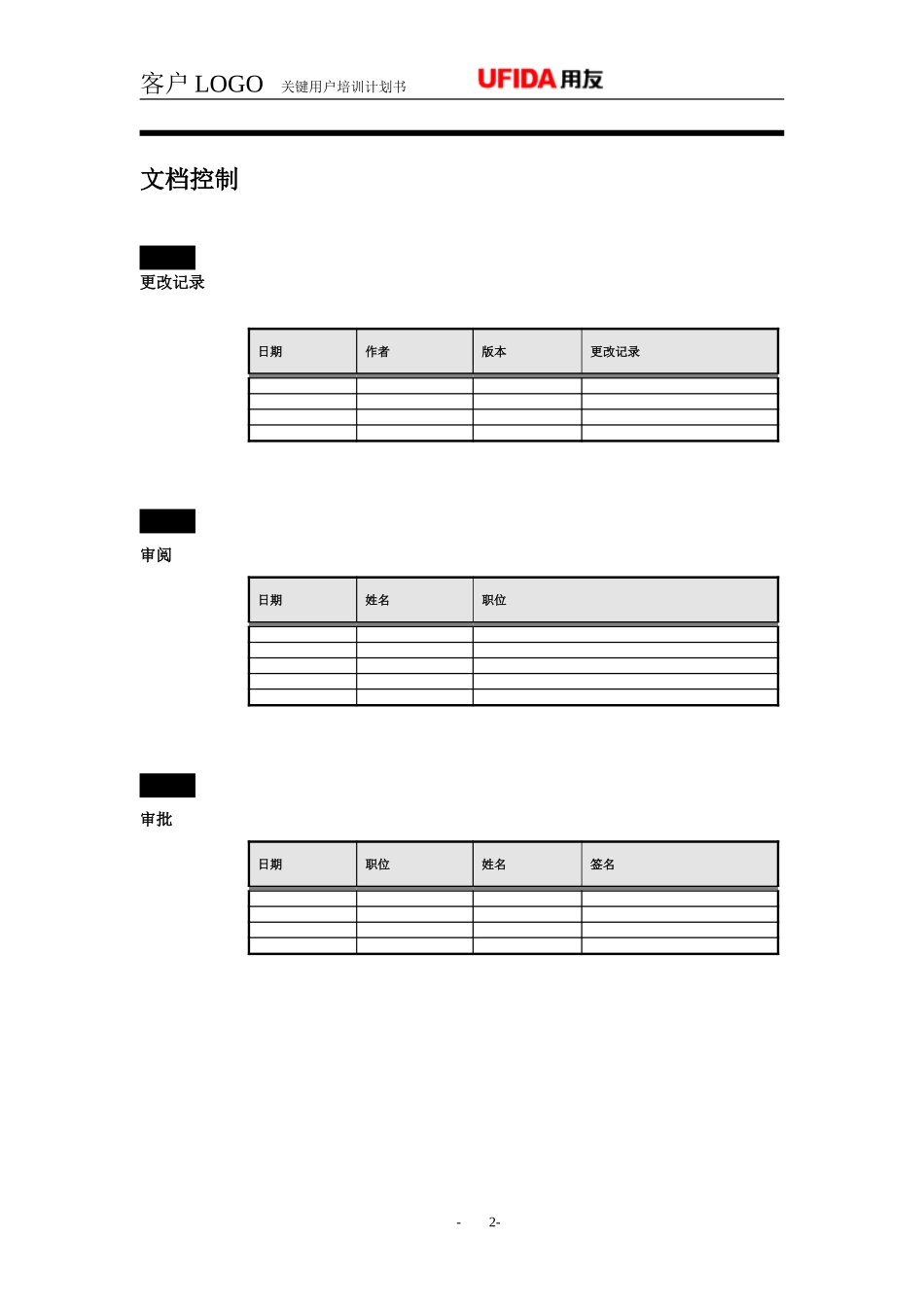 P1.08.2.02-参考模板-关键用户培训计划书（最终用户类似）.doc_第2页