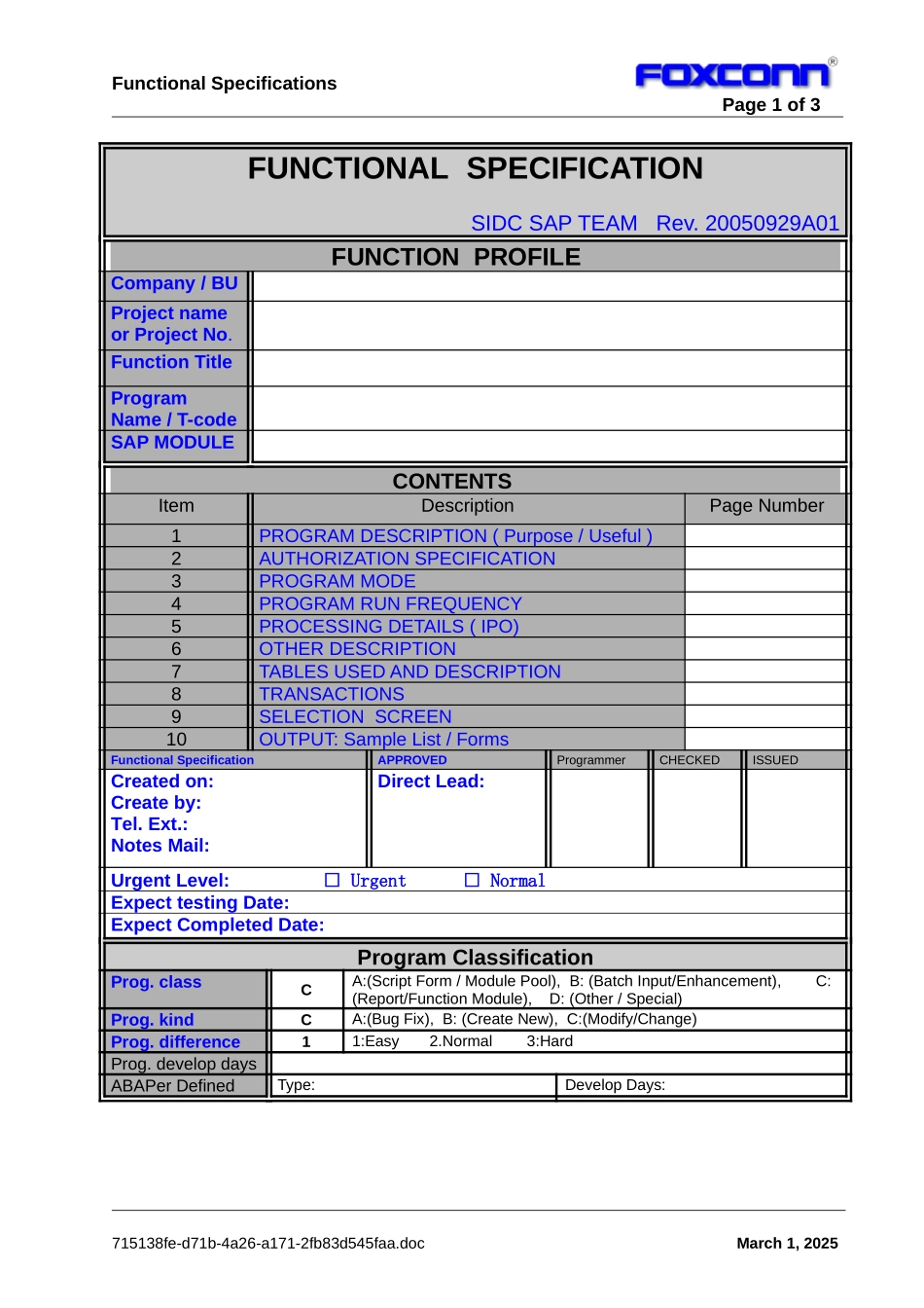 Fun Spec_Template A01.DOC_第1页