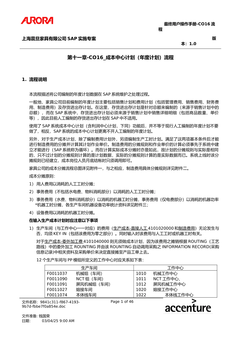UM_AMEND_V01_CO16_CCtr_Planing.doc_第1页