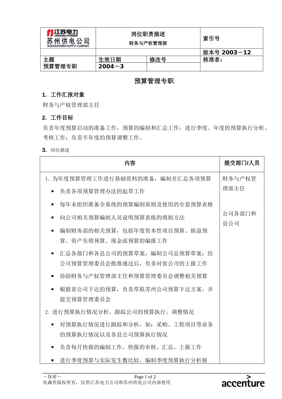 DE_岗位职责_预算管理专职.doc_第1页