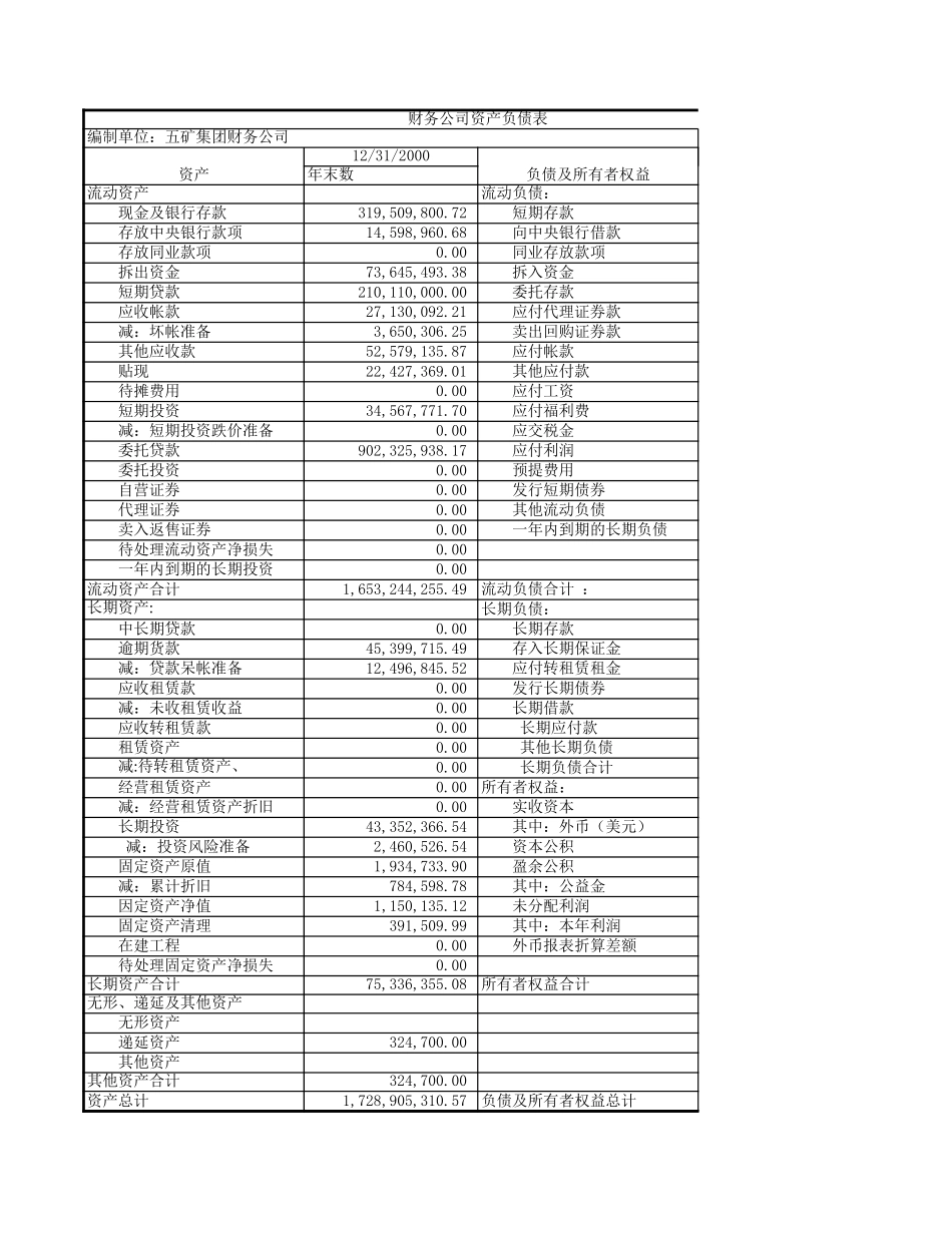 MSF 财务公司财务预测.xls_第1页