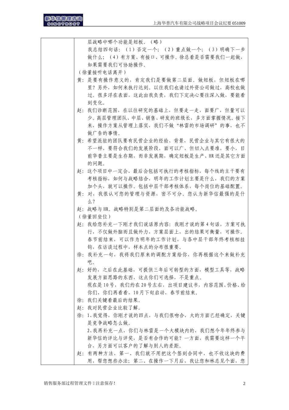 上海华普汽车有限公司战略咨询项目会议纪要--上海051009.doc_第2页