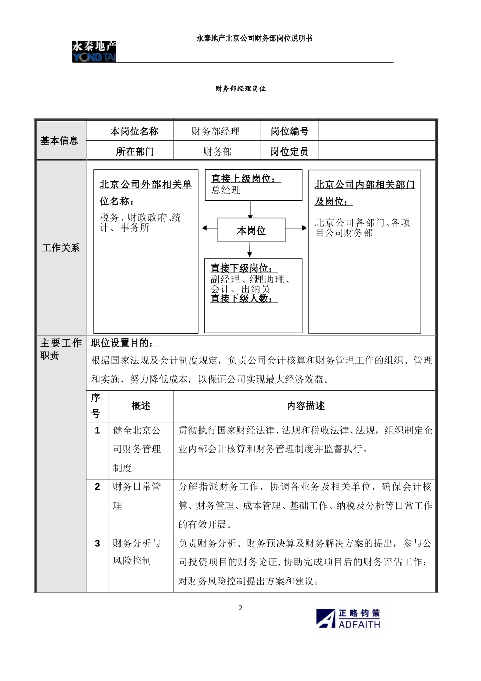 北京公司财务部岗位说明书.doc_第2页