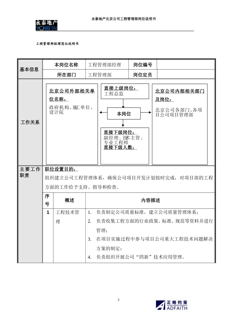 北京公司工程管理部岗位说明书.doc_第2页