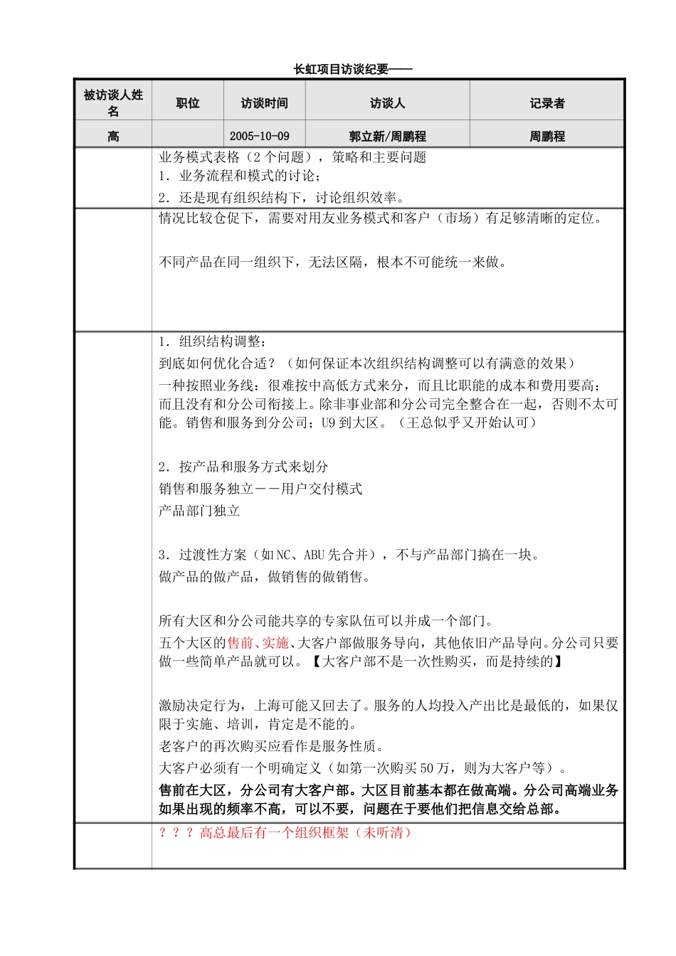 用友软件项目访谈纪要－高总-051009.doc_第1页