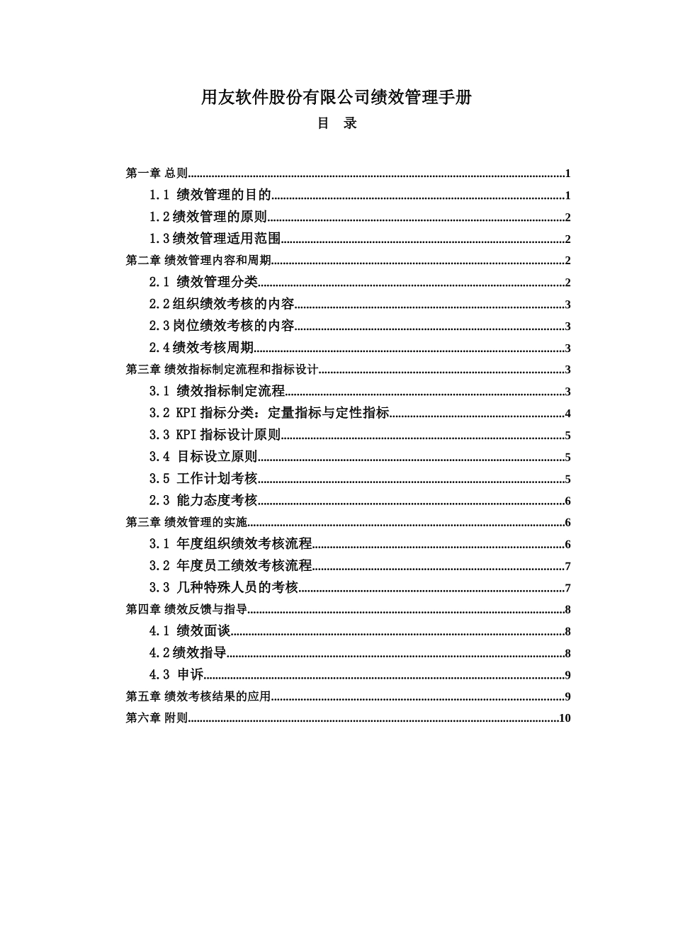 用友软件股份有限公司绩效管理手册1101.doc_第1页