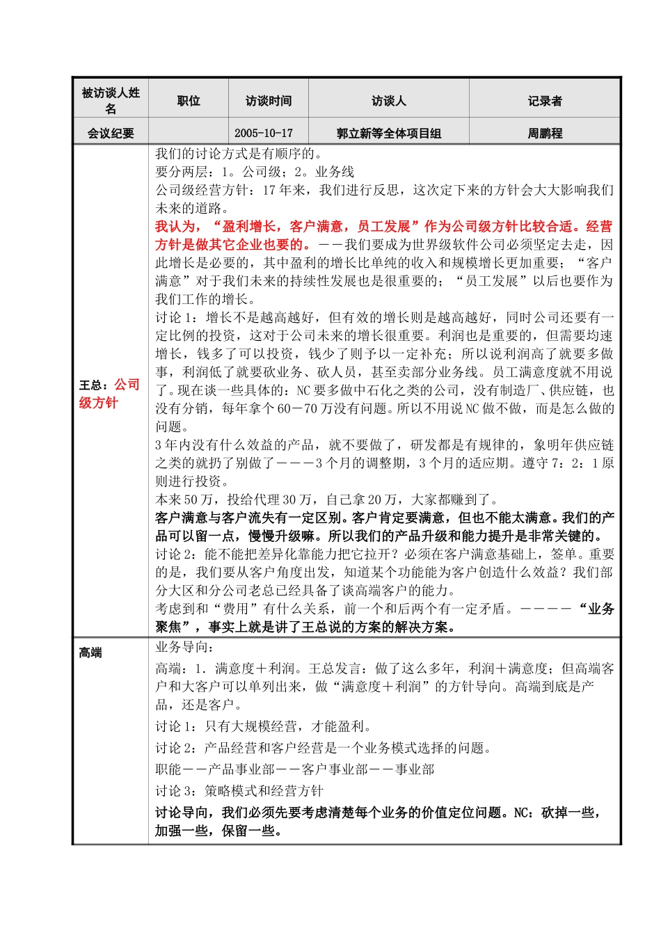 用友软件会议纪要051017--王总讲话.doc_第1页