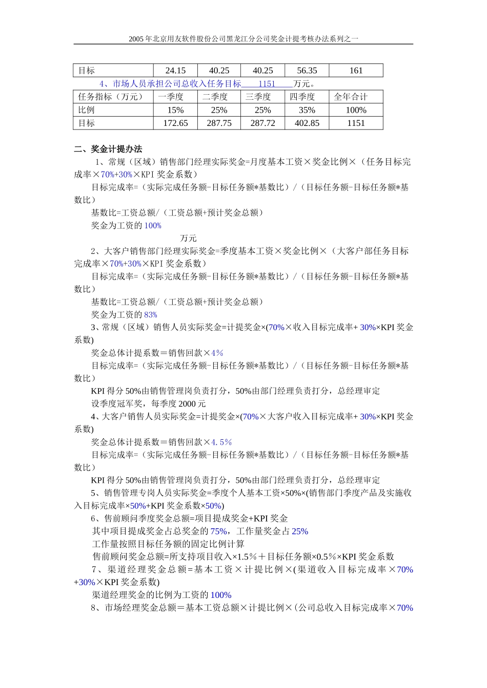 黑龙江销售人员奖金计提考核办法.doc_第2页